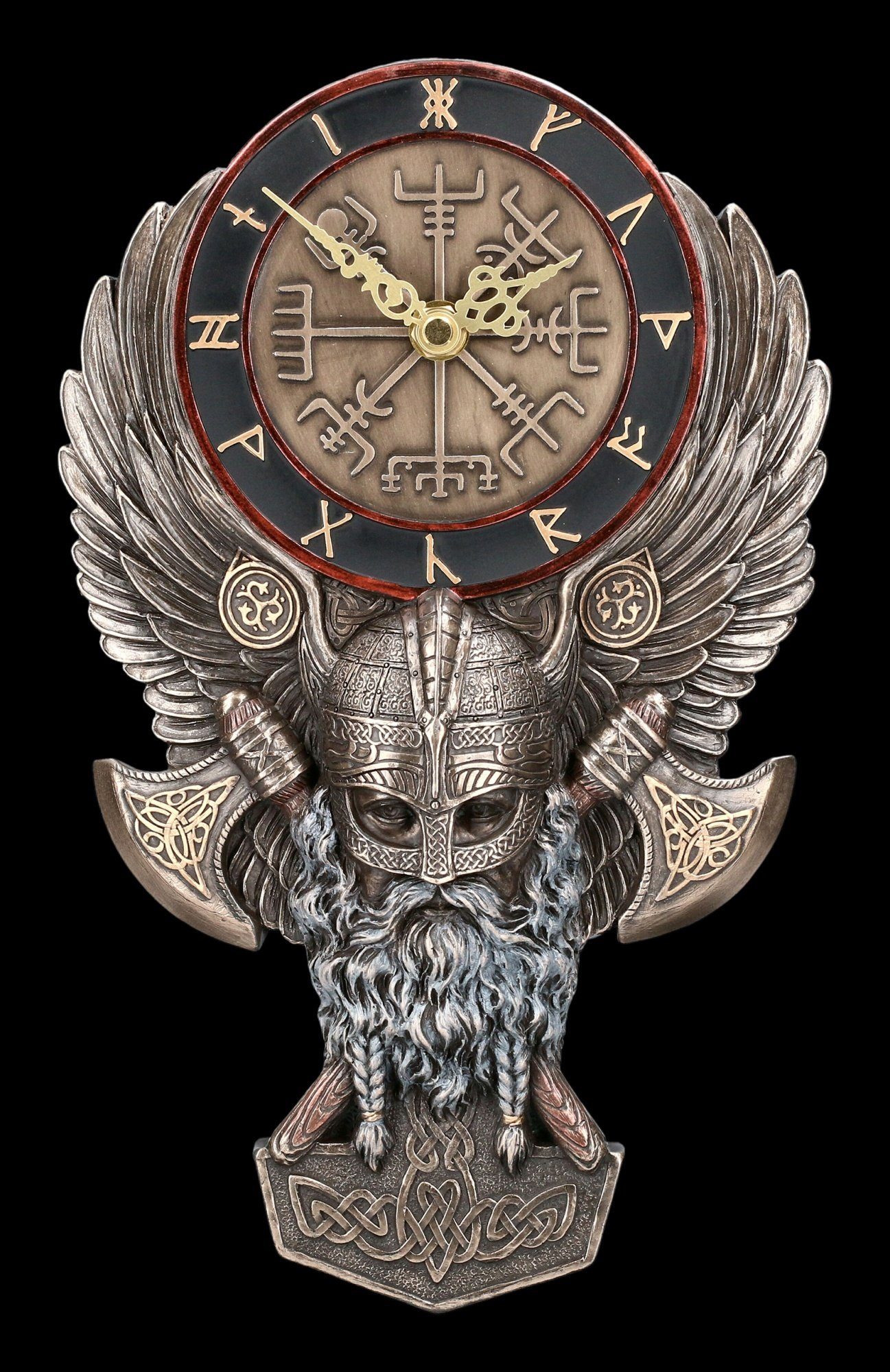 Figuren Shop GmbH Wanduhr Wanduhr Wikinger - Vegvisir - Veronese Dekoration