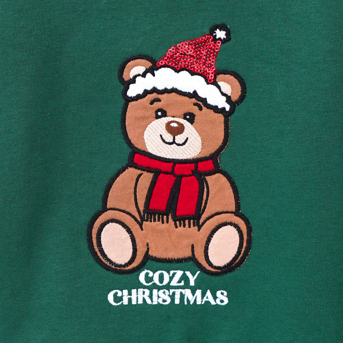 Baby Weihnachtssweatshirt mit Bär-Applikation dunkelgrün