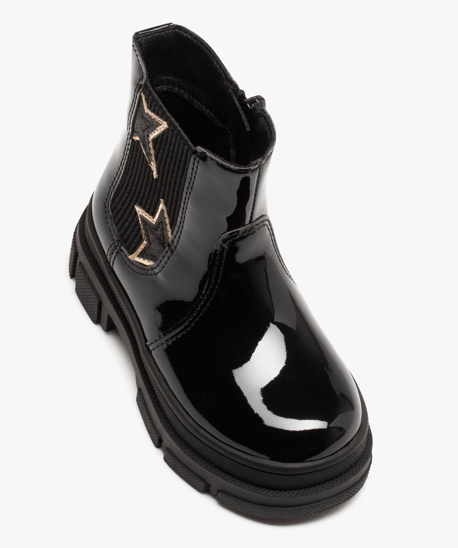 Boots fille style Chelsea dessus verni à semelle crantée e... noir | GEMO