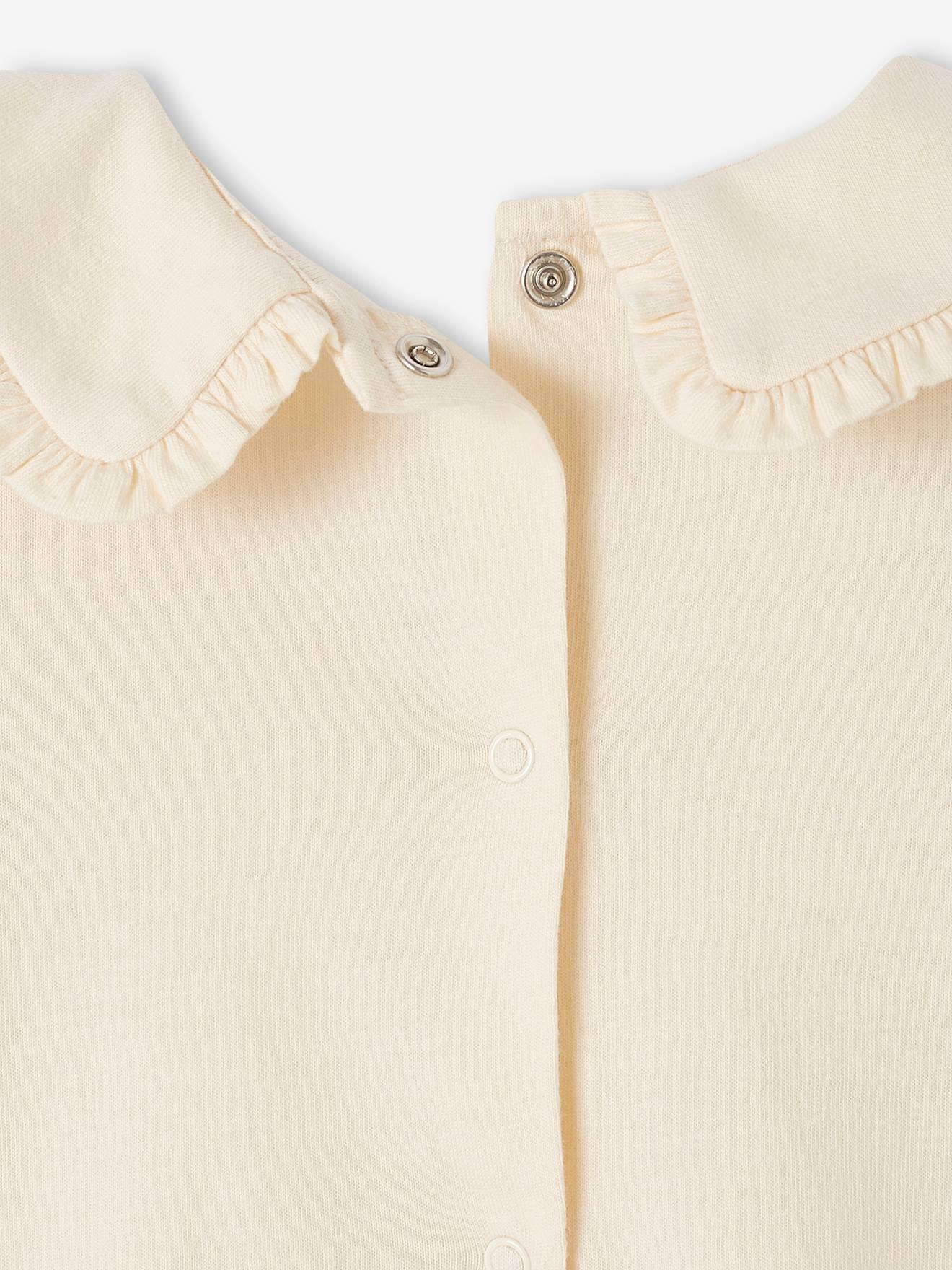 T-shirt manches longues bébé col claudine beige clair