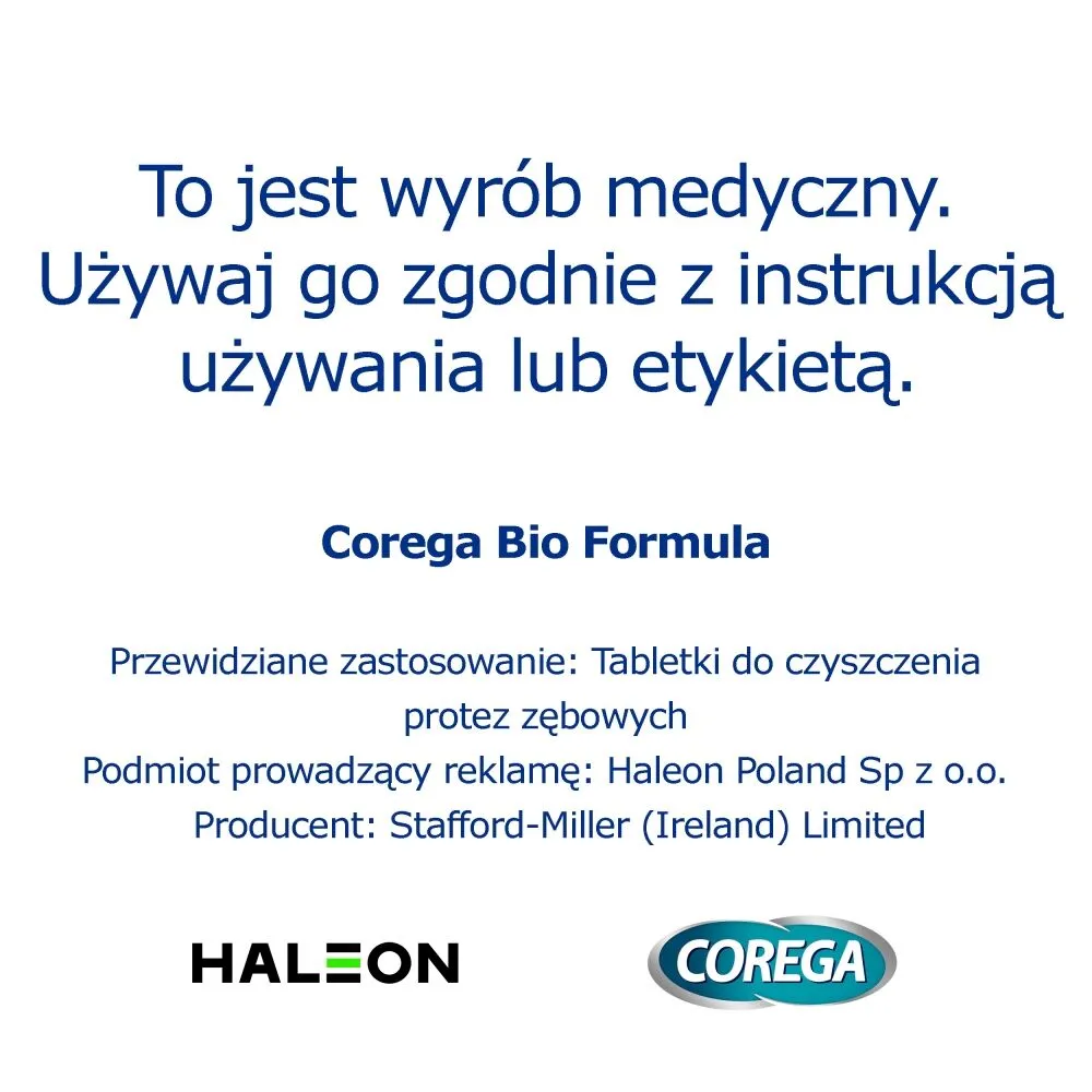 Corega Tabs Bio Formula Δισκία Καθαρισμού Οδοντοστοιχιών με Γεύση Μέντας