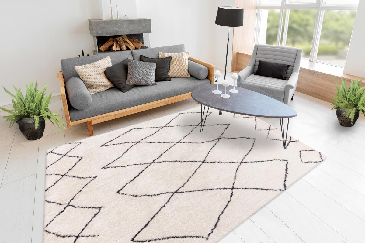 megusta Hochflor Teppich Elfenbein 200cm x 290cm