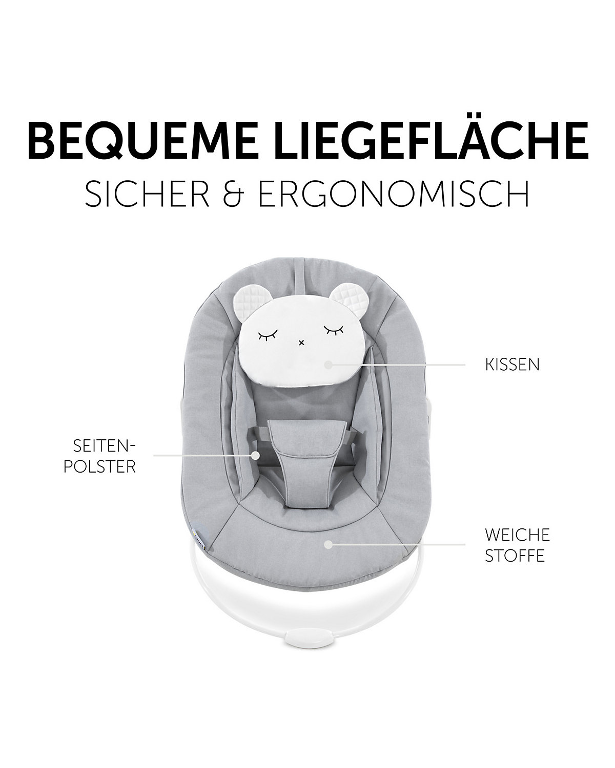 Bouncer 2in1 für Alpha+ Hochstuhl Newborn Set, Pastel Bear Light Grey