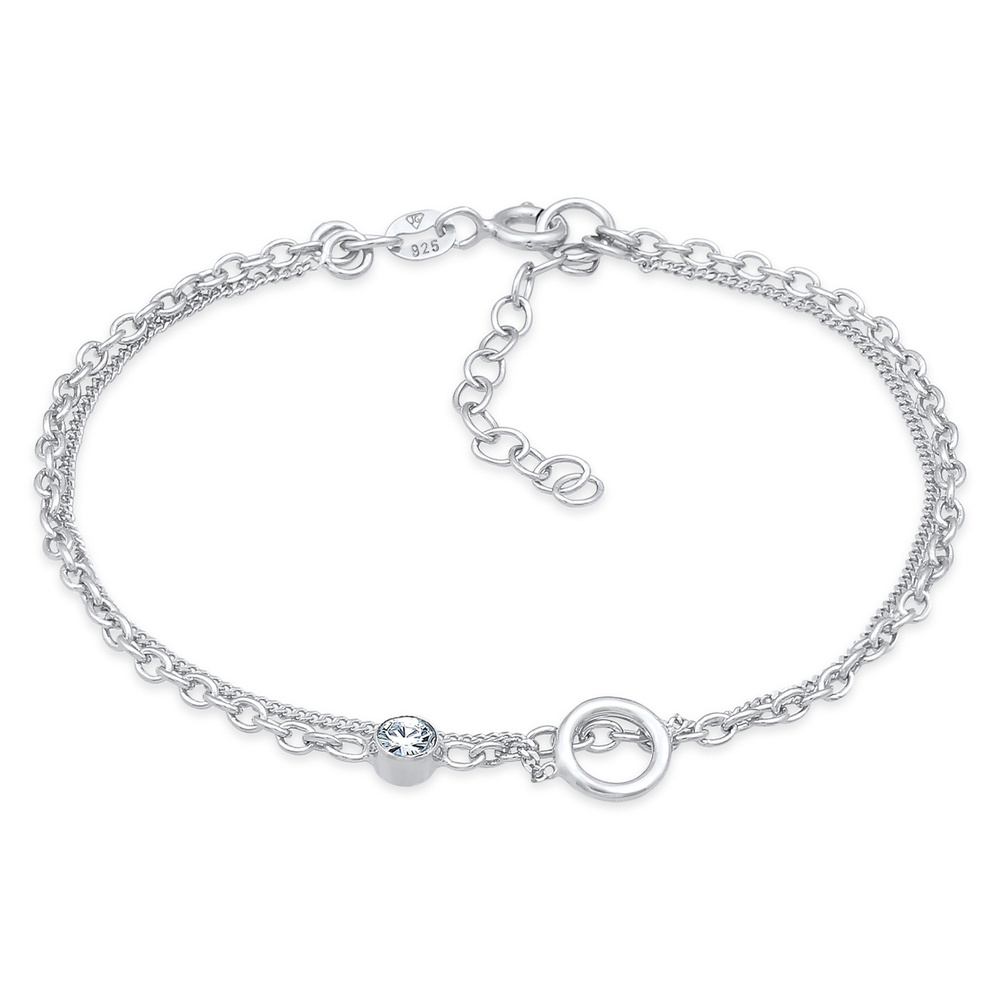 Elli Elli Bracelet Femmes Solitaire Cercle Layer avec cristal de verre en argent sterl Bracelet