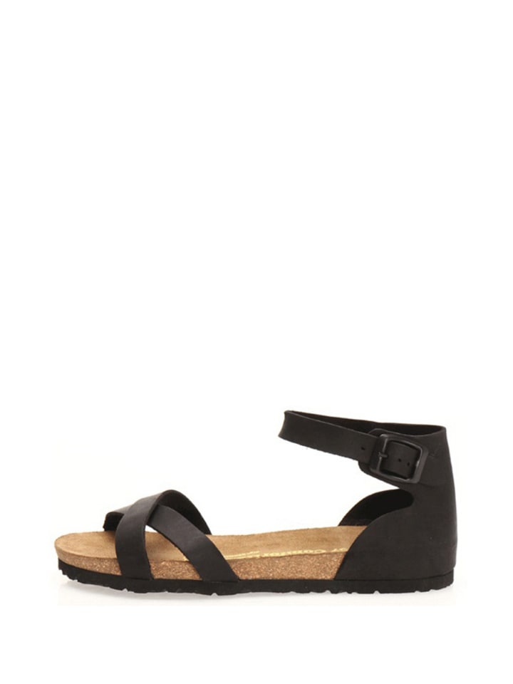 Comfortfusse Leder-Sandalen in Schwarz günstig kaufen