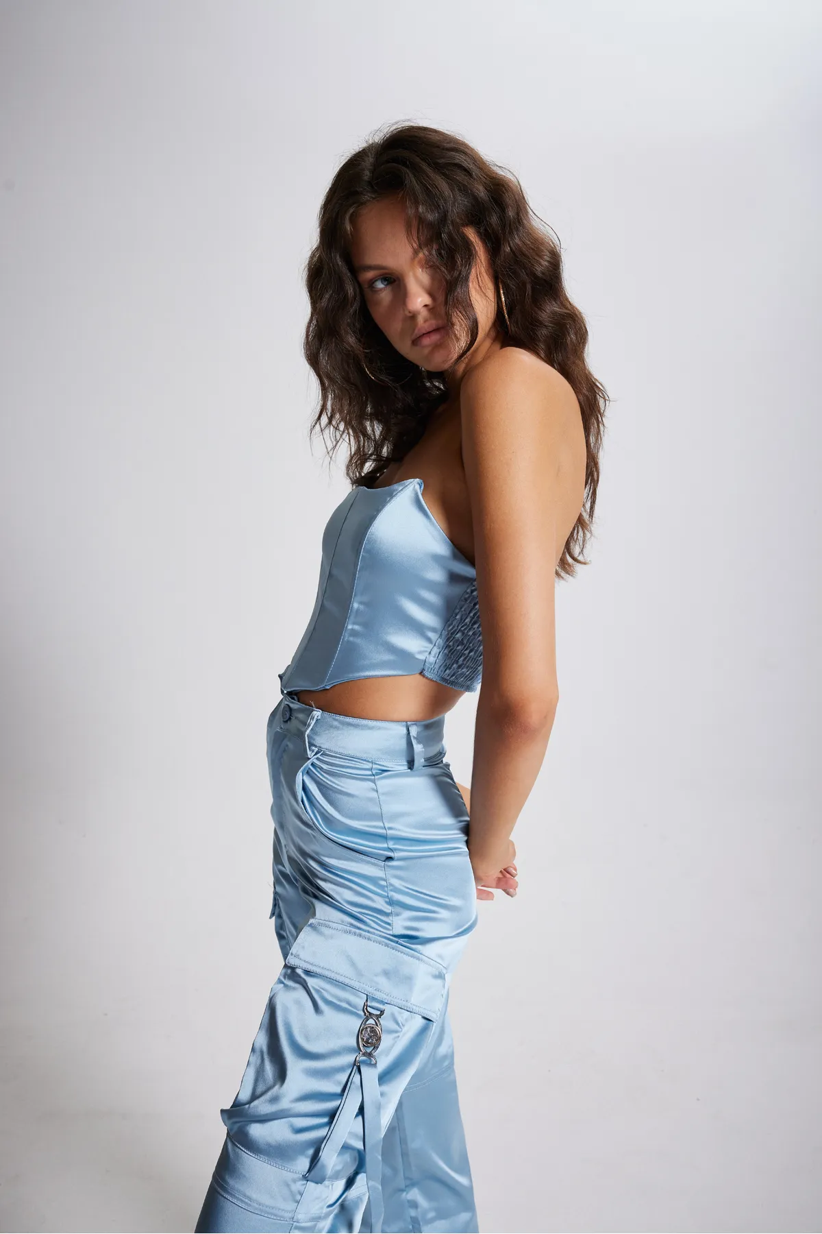 HOLLY LOLLY  Crop Model Underwire Satin Maddy Bustier Blau