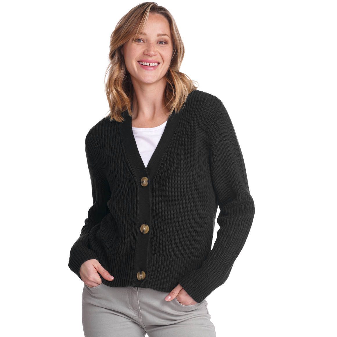 Damen Strickjacke mit Knopfleiste