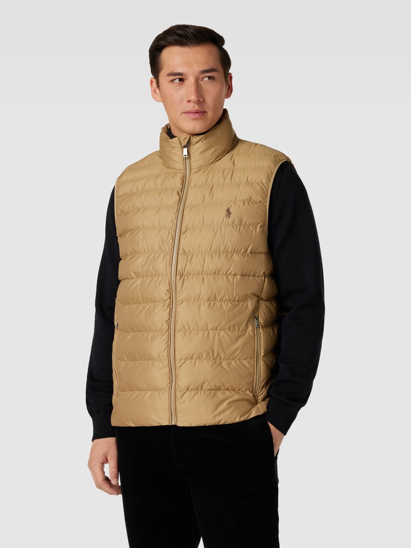 Steppweste mit Label-Stitching Modell 'TERRA' in khaki