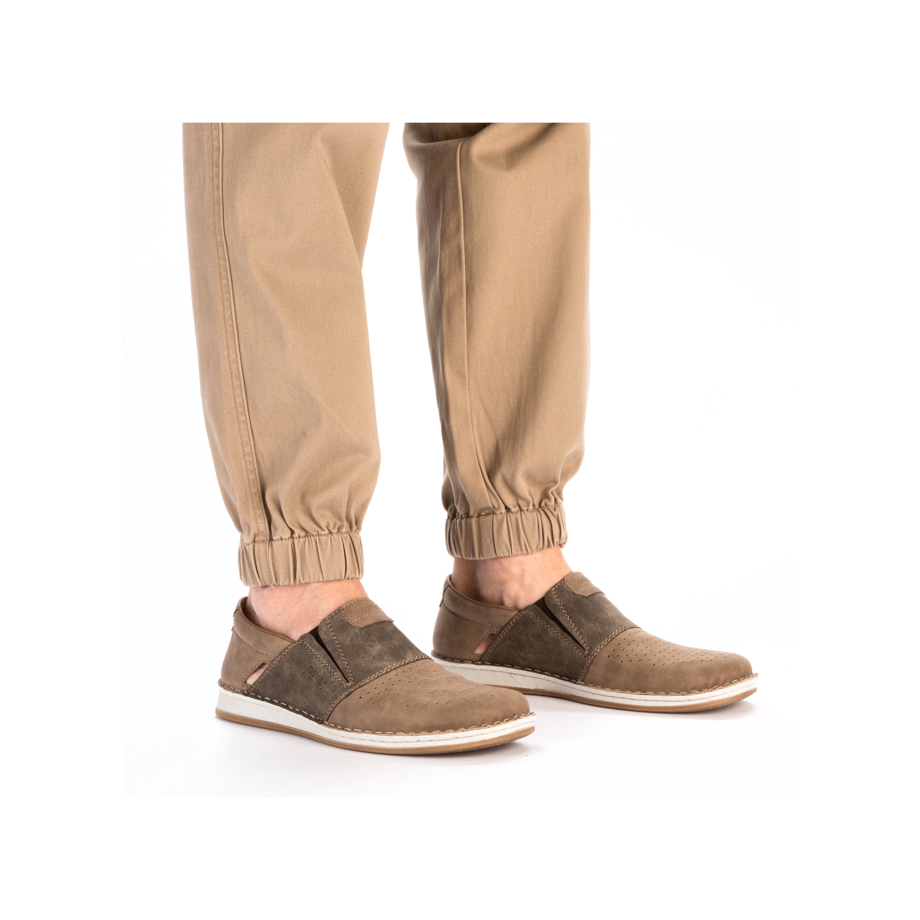 Rieker Herren Slipper hellbeige-steingrau
