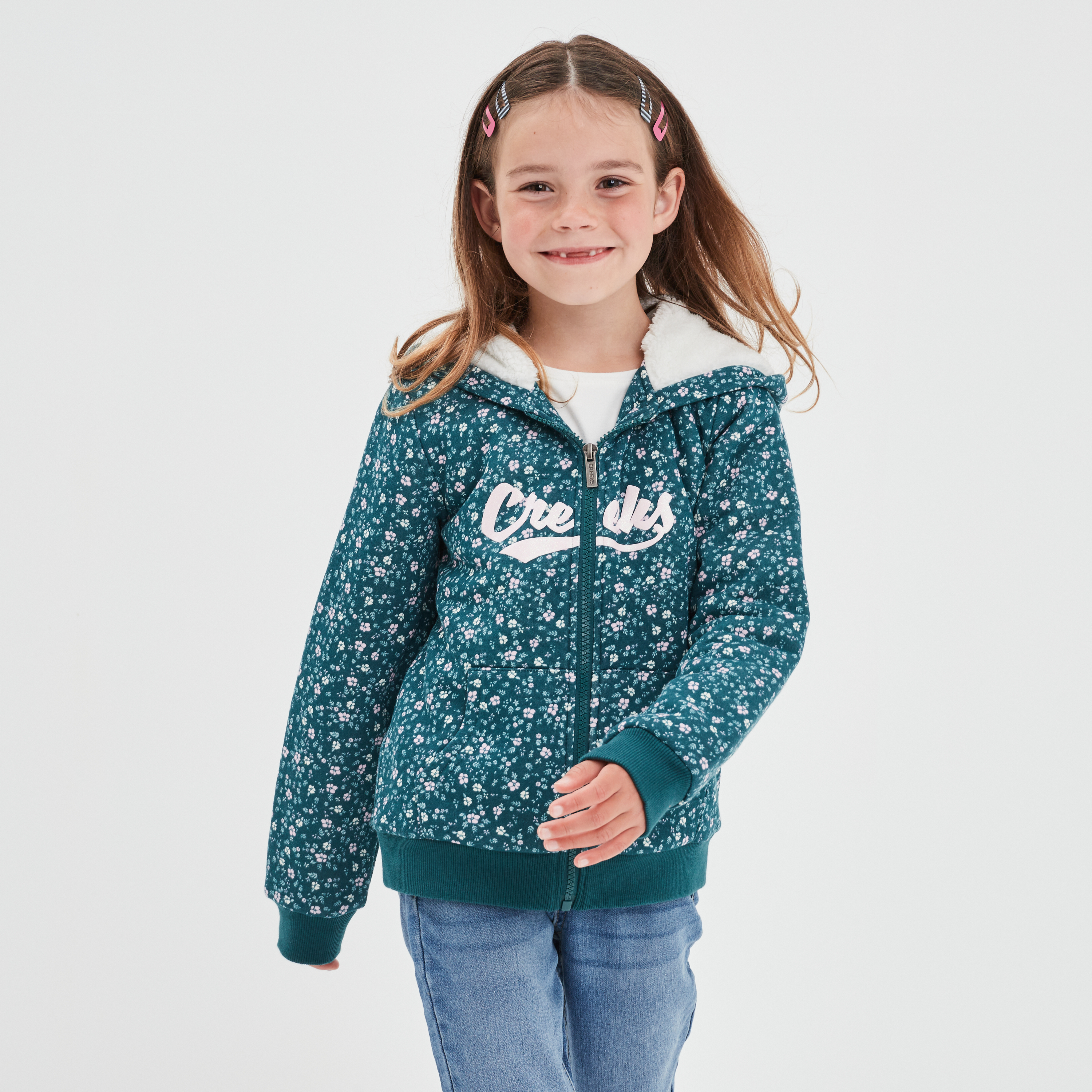 Gilet doublé à capuche vert foncé fille | La Halle