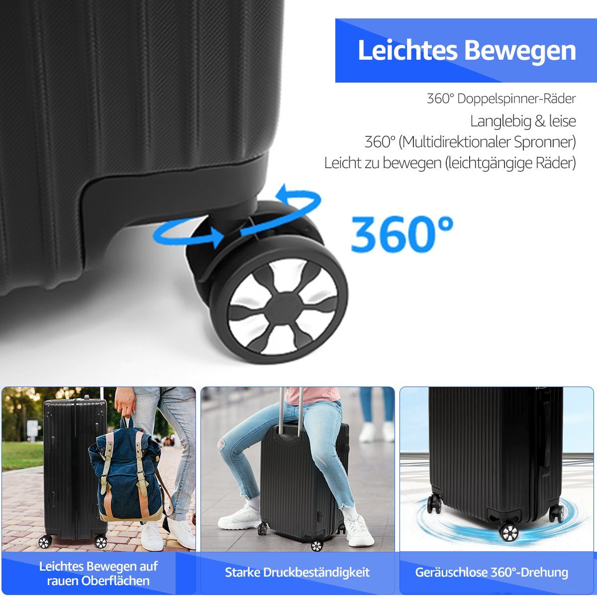 MULISOFT Kofferset Trolleyset, 4 Rollen, (Familienset Handgepäckkoffer, 4 tlg., 28“/24