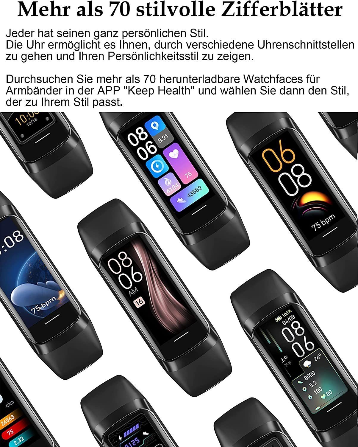 Mutoy Smartwatch, Fitness Tracker Uhr mit Anruffunktion für Damen Herren Smartwatch 5 ATM IP68 Wasserdicht Fitness Tracker mit Schrittzähler Pulsuhr Blutdruck Messgerät für Android iOS, Schlaf-Monitor, Activity Tracker, SpO2, Kalorien-Tracker,Schritt