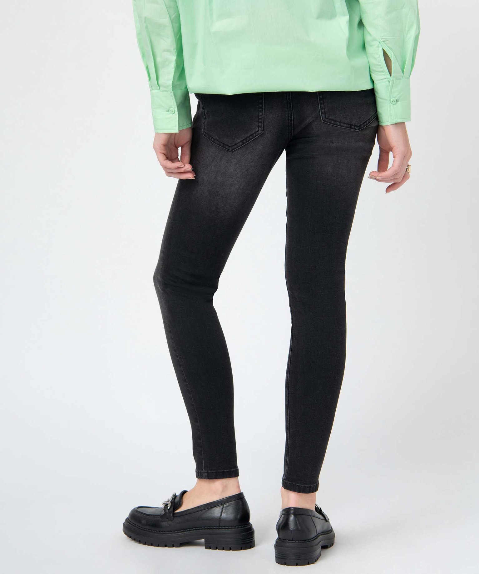Jean de grossesse coupe Skinny avec bandeau haut noir | GEMO