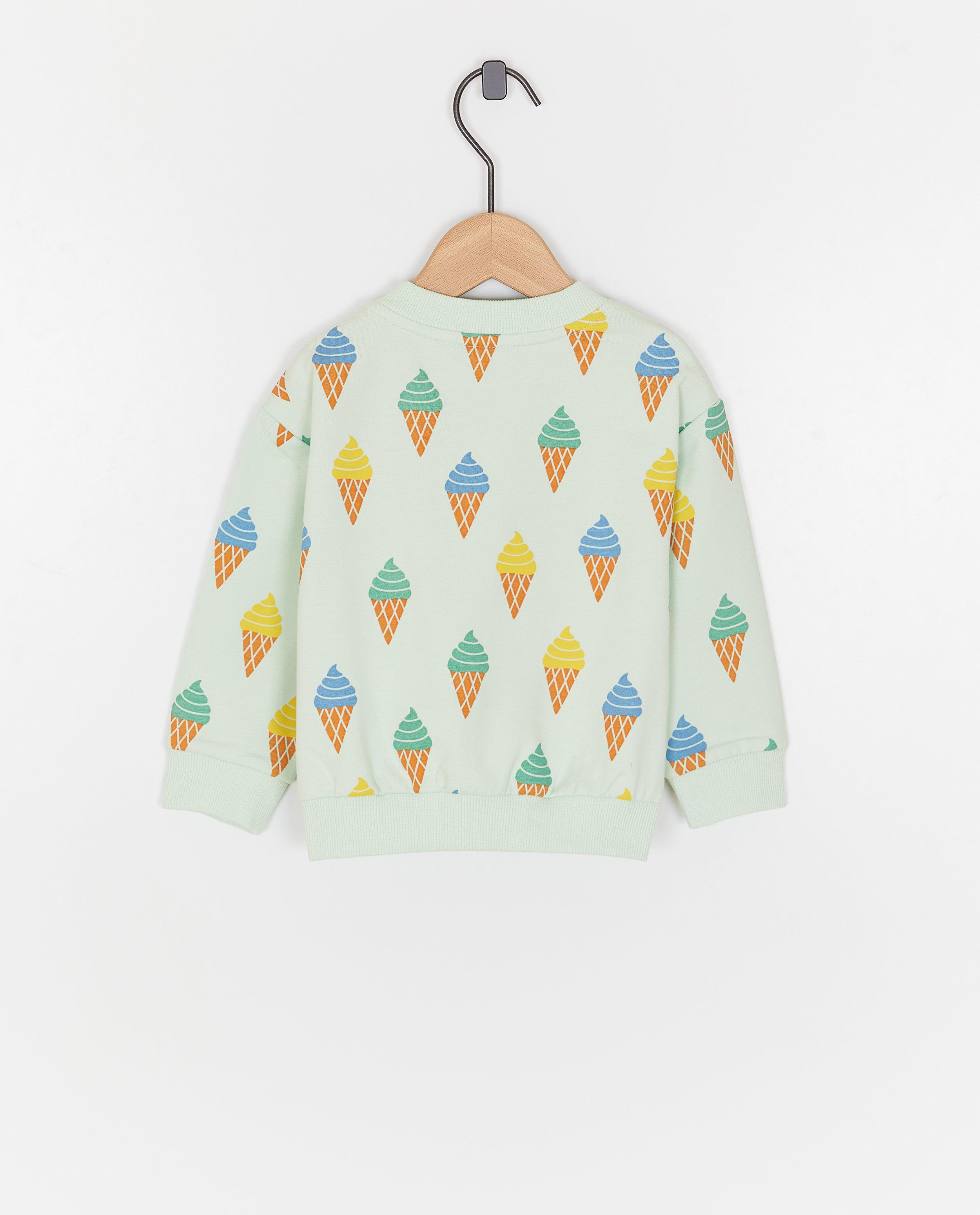 Pulover Bumba cu imprimeu de înghețată, verde deschis unisex