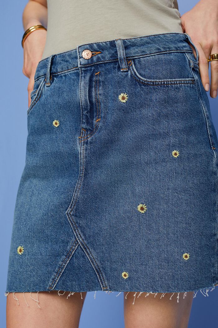 Jeans-Minirock mit Stickerei