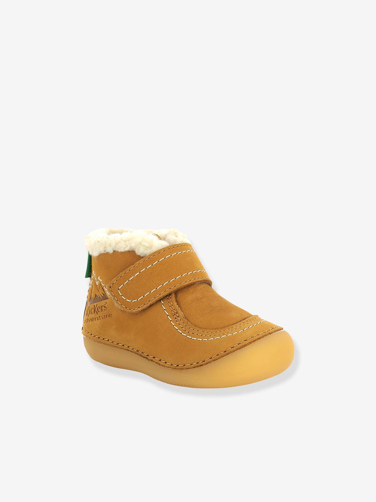 Bottillons fourrés cuir bébé Somoons KICKERS® 1ers pas marine glitter
