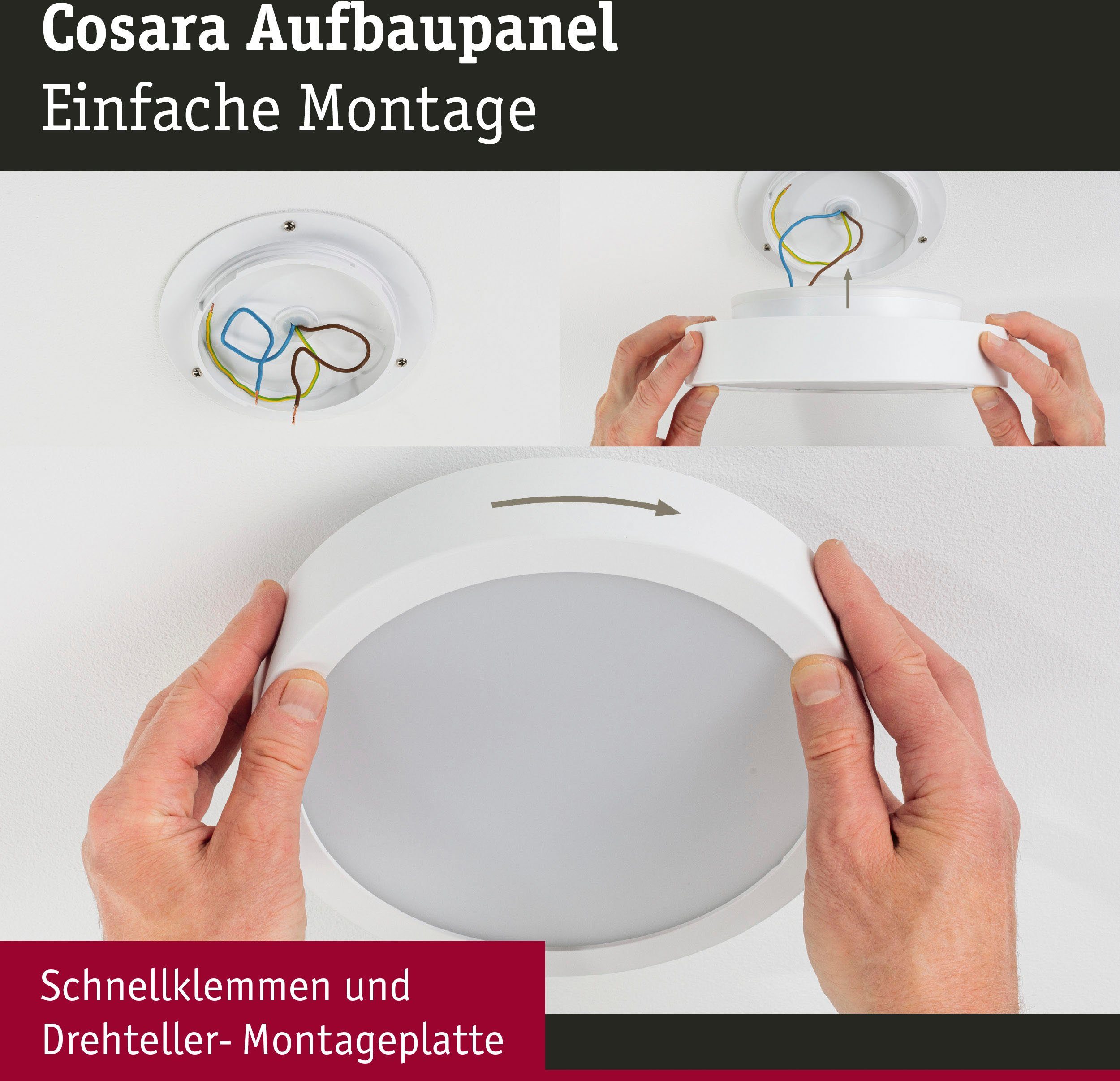 Paulmann LED Panel Cosara 15W 3000K 300mm beige IP44, LED fest integriert, Warmweiß
