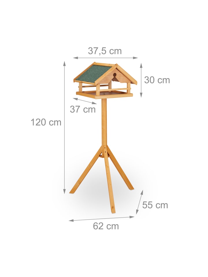 relaxdays Vogelfutterhaus in Natur/ Grün - (B)62 x (H)120 x (T)55 cm günstig kaufen onesize