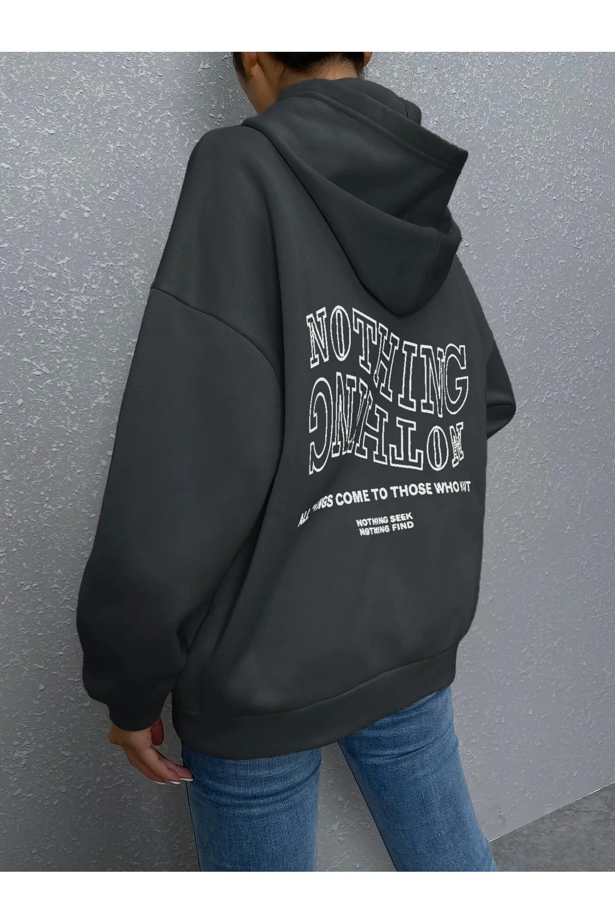 Know  Geräuchertes Reverse Plain Nothing bedrucktes Oversize-Sweatshirt für Damen