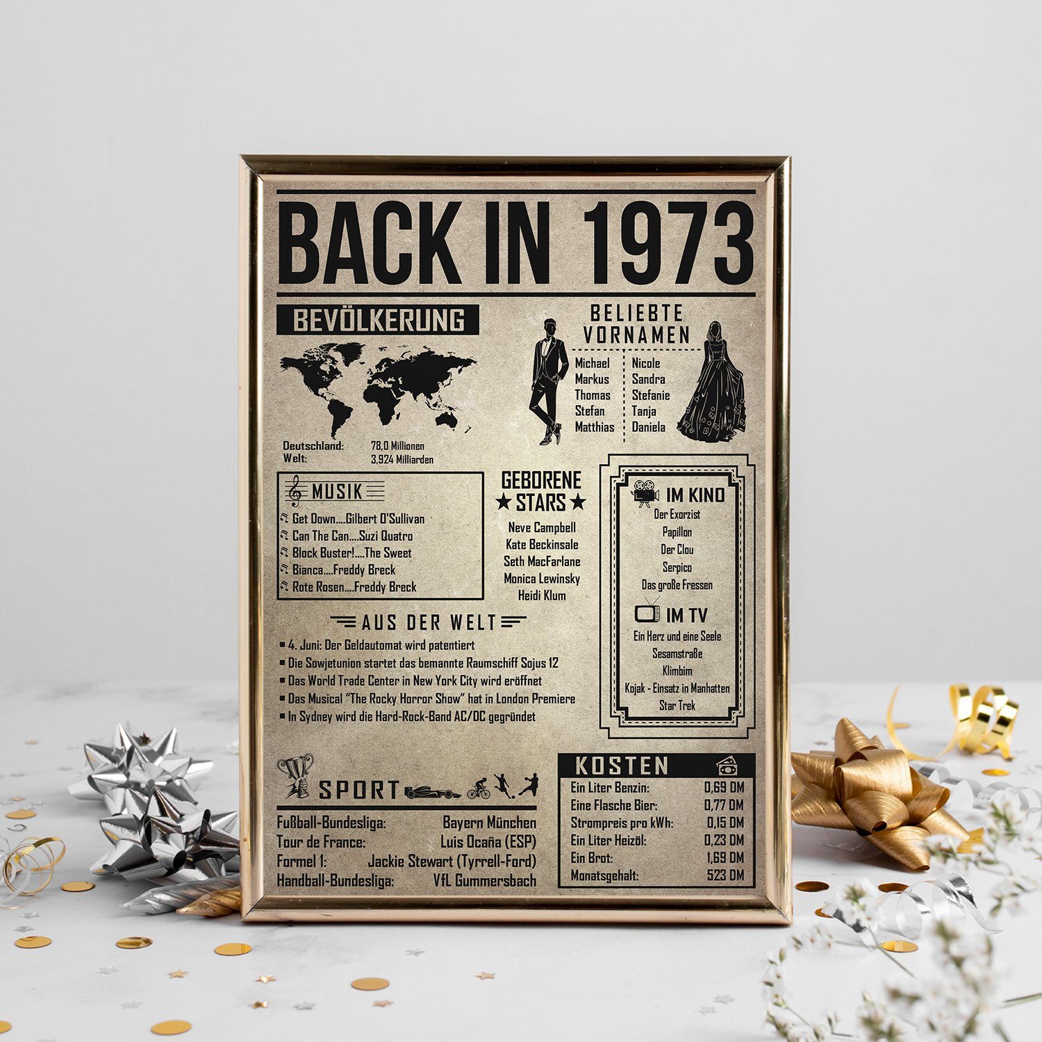 Tigerlino Poster Geschenk Männer Frauen, Geburtstag Rückblick Zeitreise Geschenkidee, 51. Geburtstag Jahrgang 1973, Bild