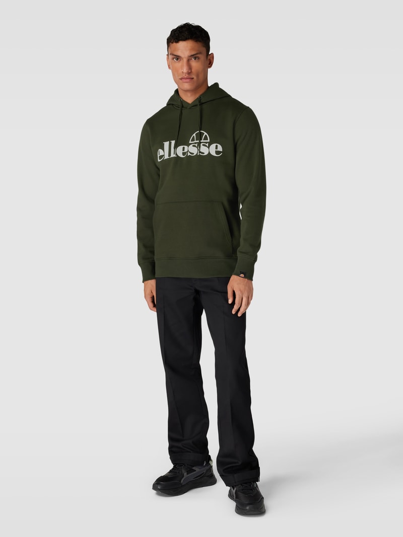 Hoodie mit Label-Print Modell 'Oodia' in dunkelgrün
