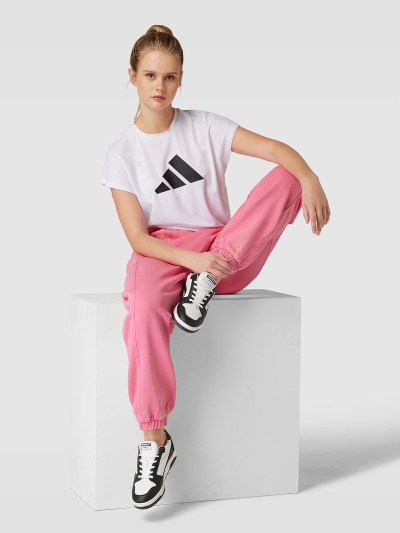 Sweatpants mit Logo-Stitching in pink
