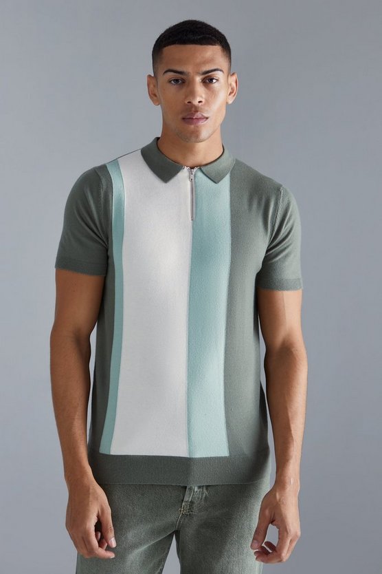 Kurzärmliges Colorblock Poloshirt