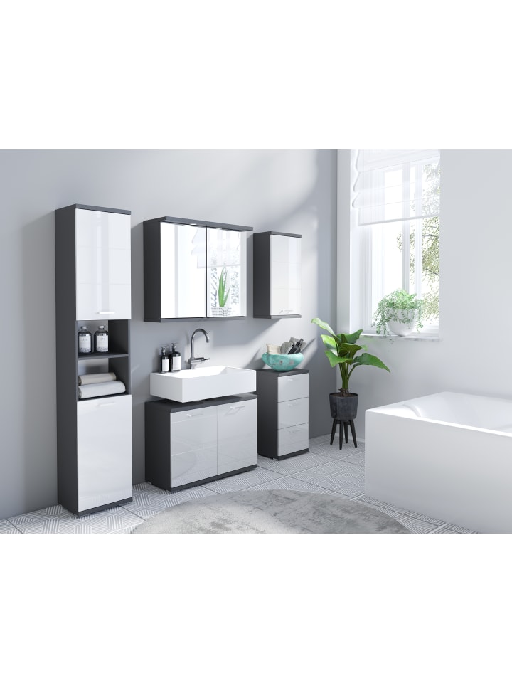 byLiving Waschbeckenunterschrank NEBRASKA in Anthrazit / Weiß - (B) 80 x (H) 59 x (T) 31,5 cm günstig kaufen onesize