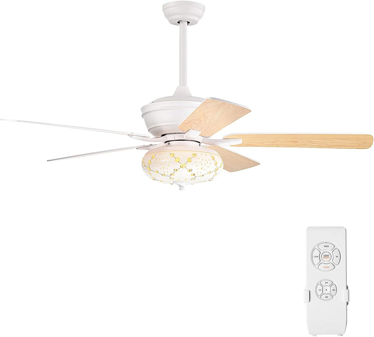 Costway Deckenventilator Mit Beleuchtung, 132cm Ceiling Fan Mit Fernbedienung