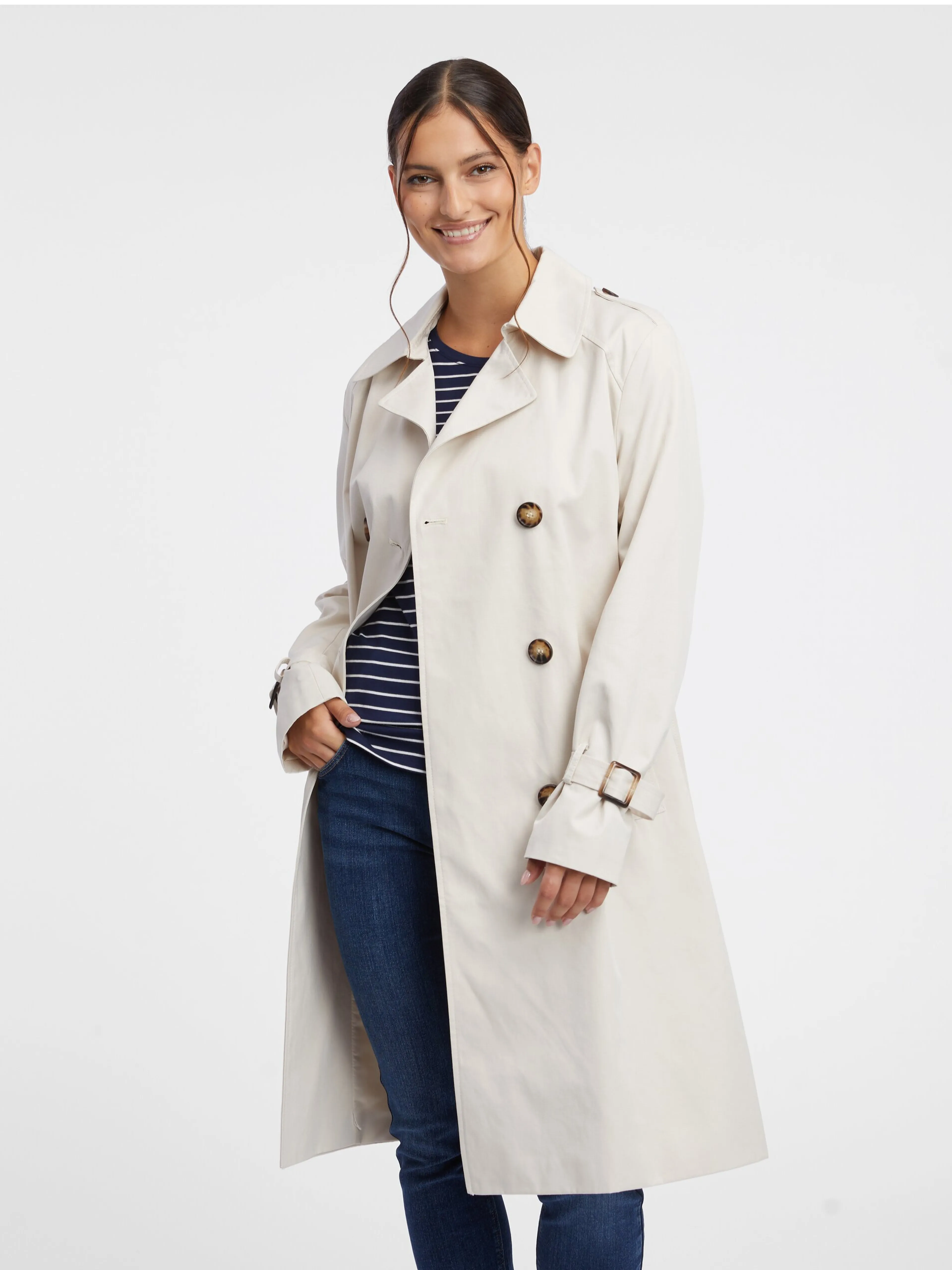 Cremefarbener Damen-Trenchcoat ORSAY