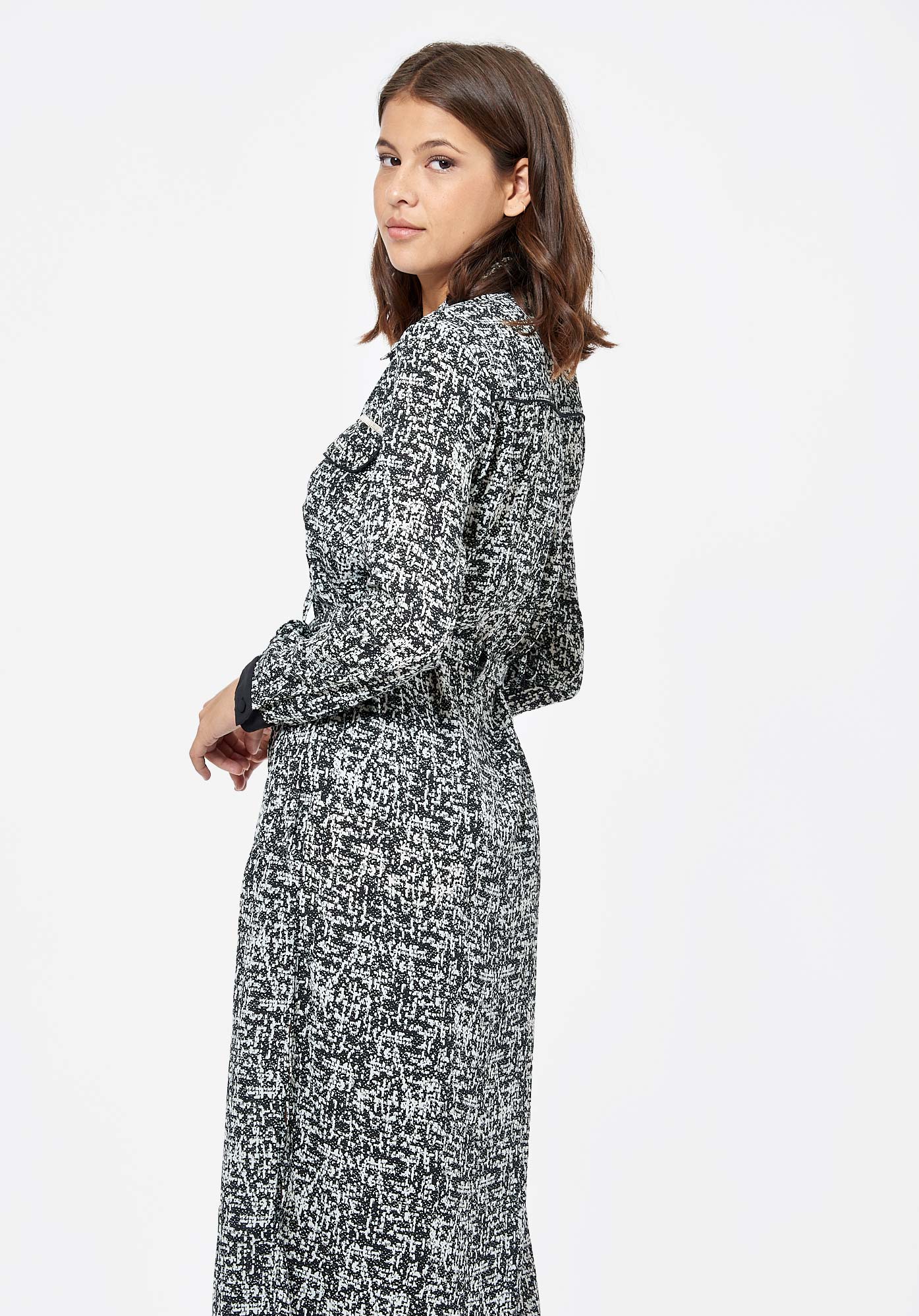 NEEM   Robe longue noire et blanche Femme