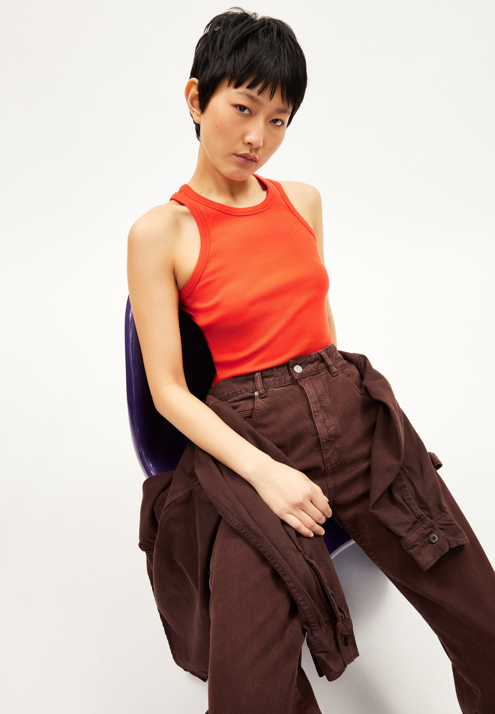 Ripp-Top Slim Fit aus Bio-Baumwoll Mix