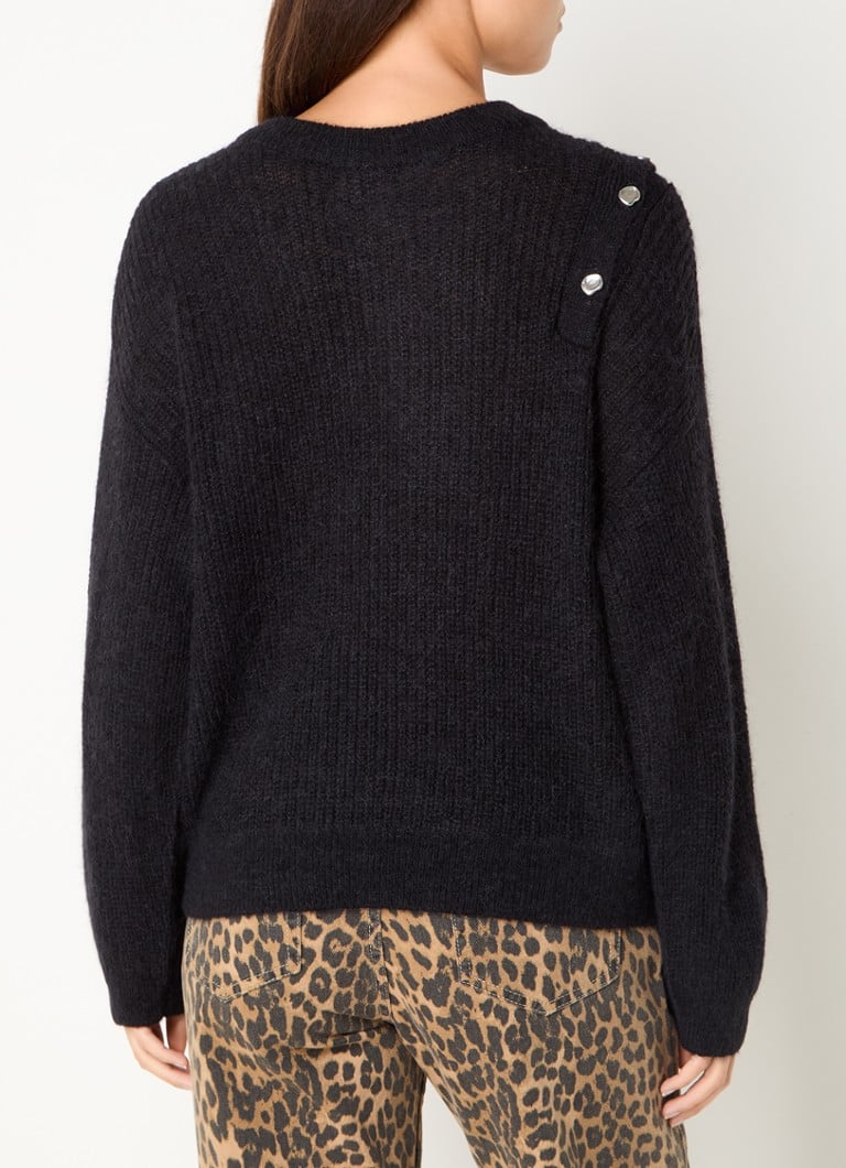 Dante 6 Coarse Knit Sweater in Alpaca Wool Blend with Button Detail