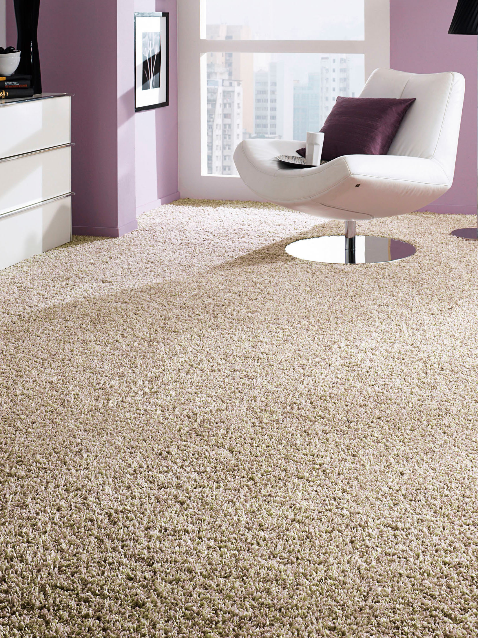 Luxury Shaggy Langflor-Teppichboden, Beige