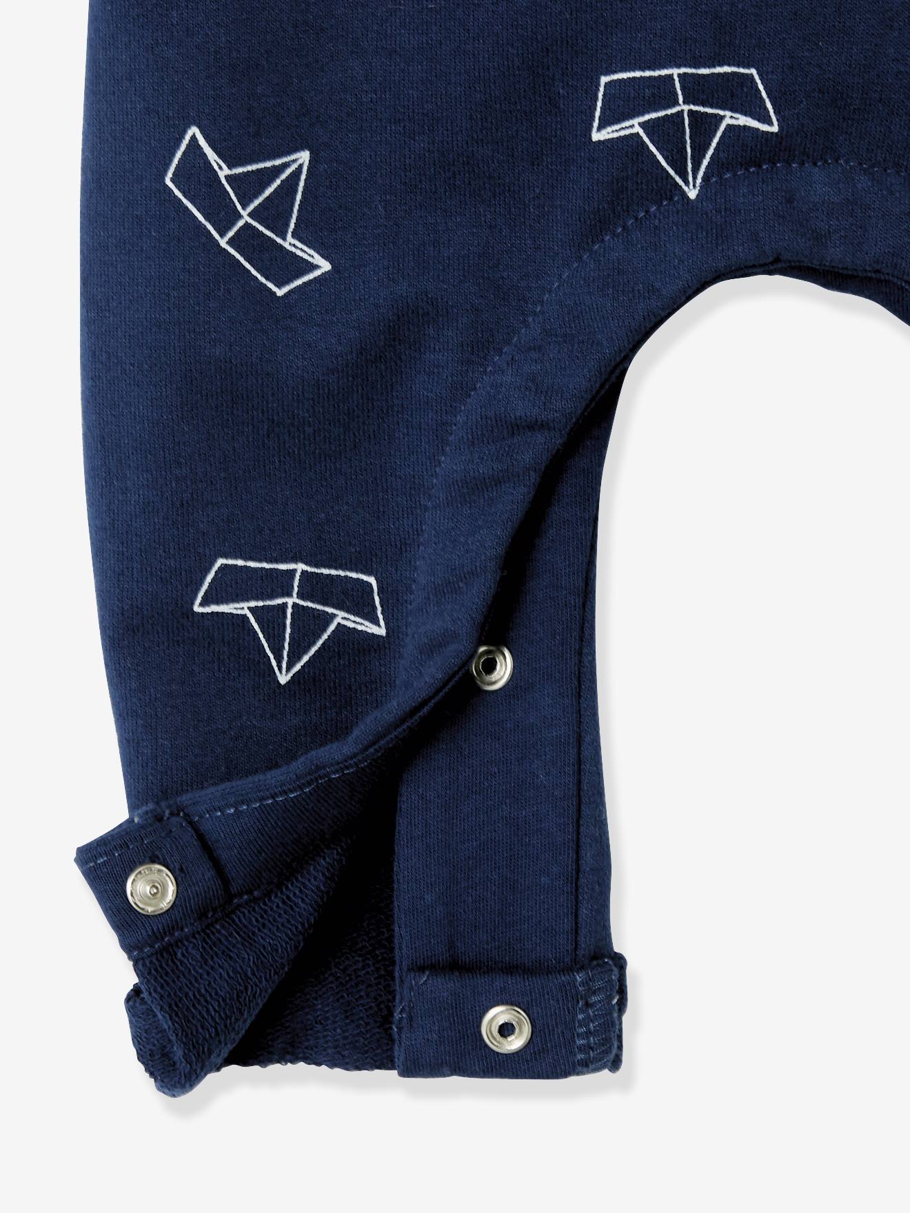 Ensemble bébé naissance bob, body et salopette bateaux blanc/bleu