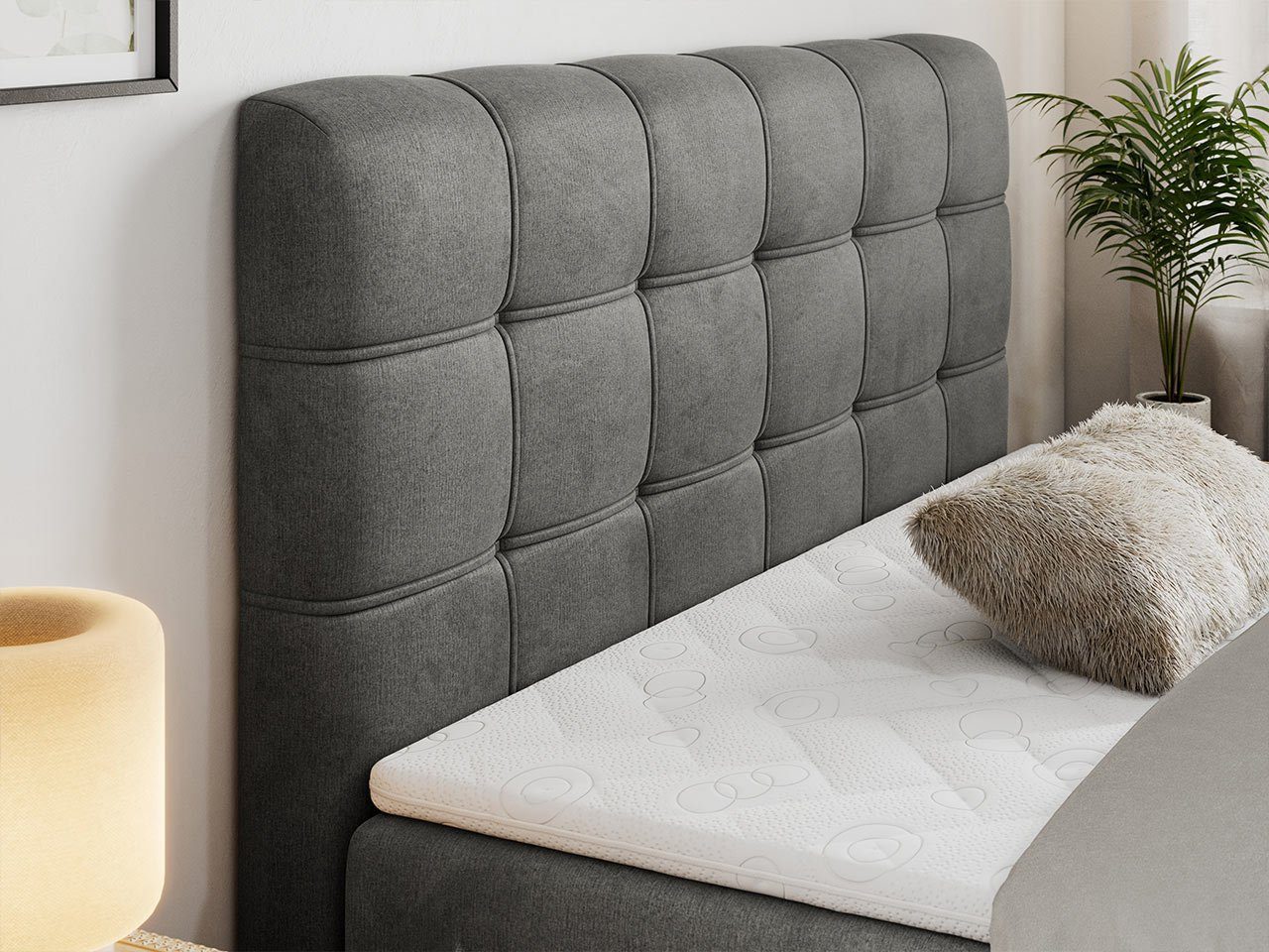 MKS MÖBEL Boxspringbett FAST, 160x200 cm, zwei Bettkasten, Velvet Stoff, Matratze und Topper