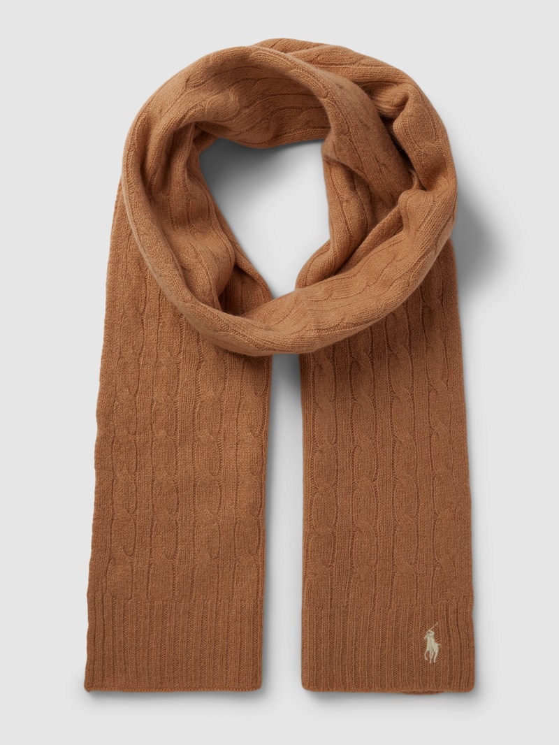 Schal mit Zopfmuster in camel