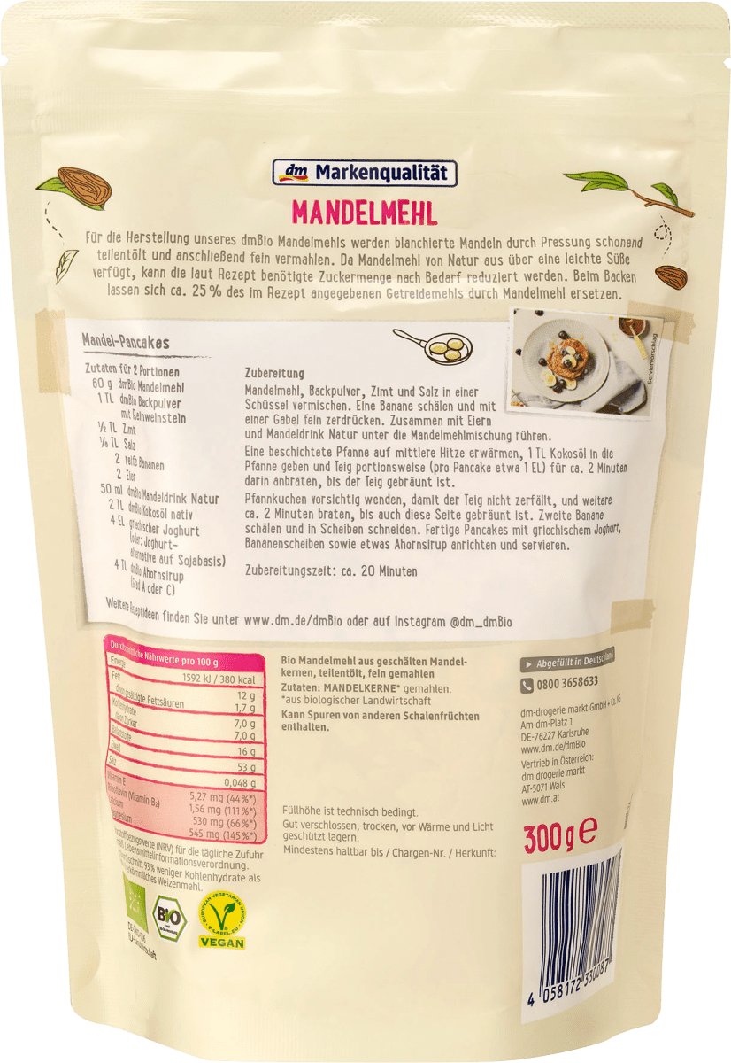 Mandelmehl, glutenfrei, 300 g