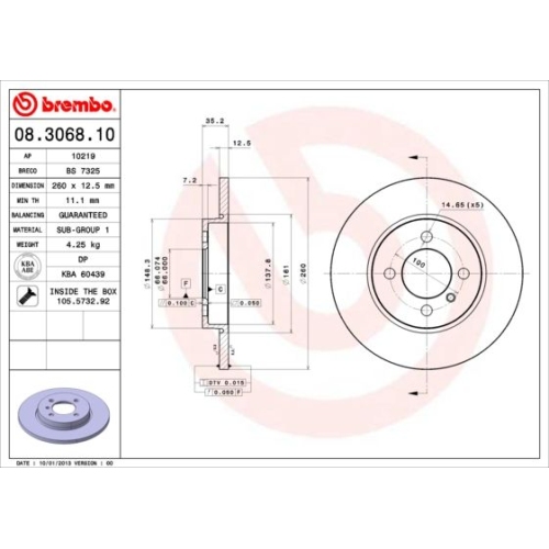 Bremsscheibe Brembo Vorderachse  2 Stück 08.3068.10 - ATU