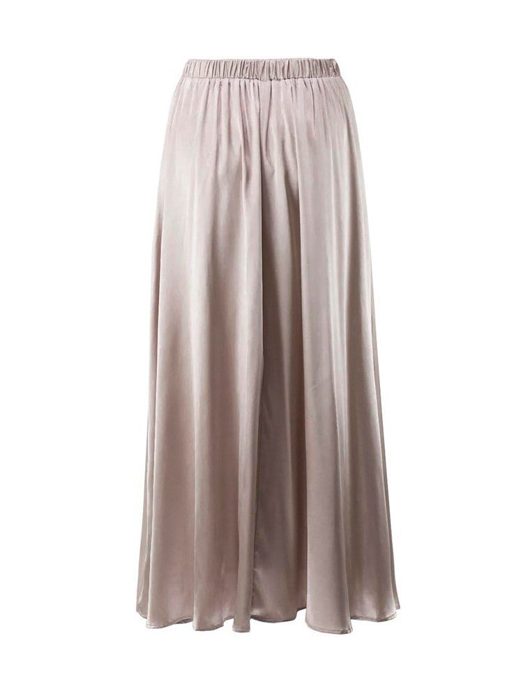 aikidio Maxirock Maxirock Rock Damen Lang Satin Elastische A-Linien MidiRock