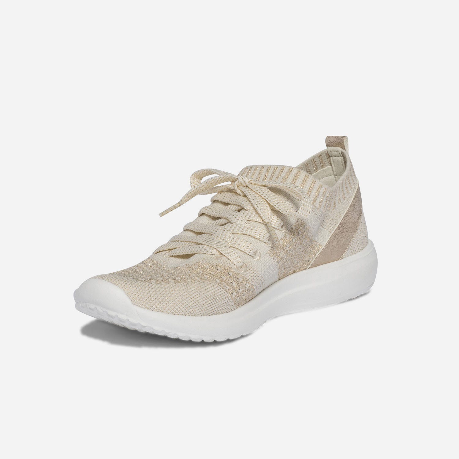 Tennis-chaussette beige et doré tricotée éco-conçue