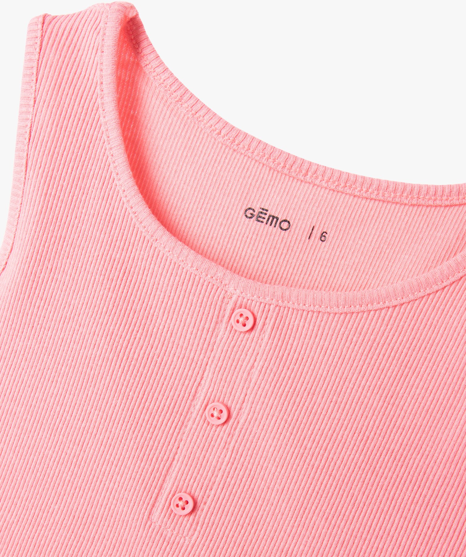 Débardeur fille en coton ctelé avec finitions froncées rose | GEMO