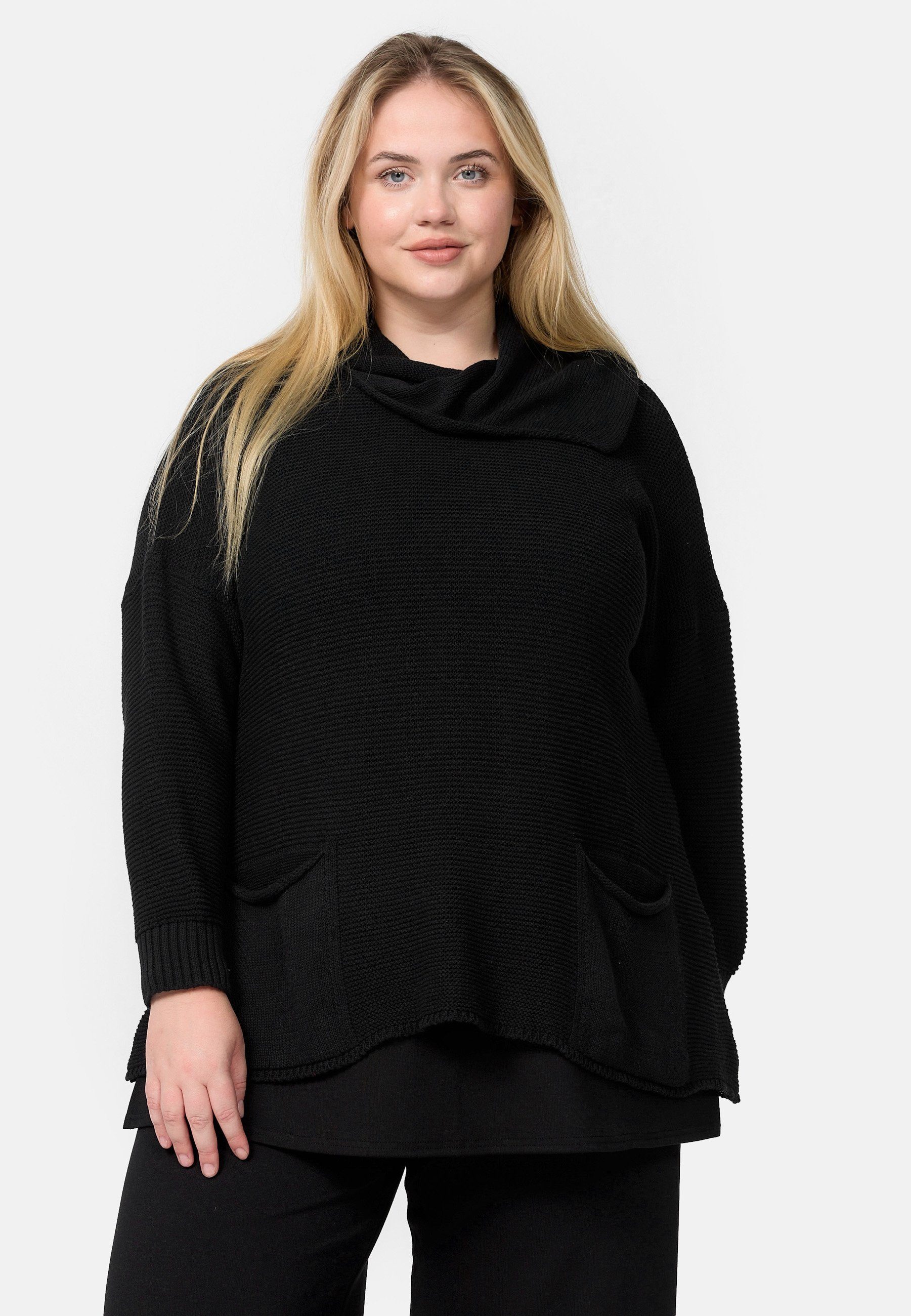 Kekoo Stricktunika Strickshirt Strickpullover aus 100% Baumwolle Feinstrick 'Pure'