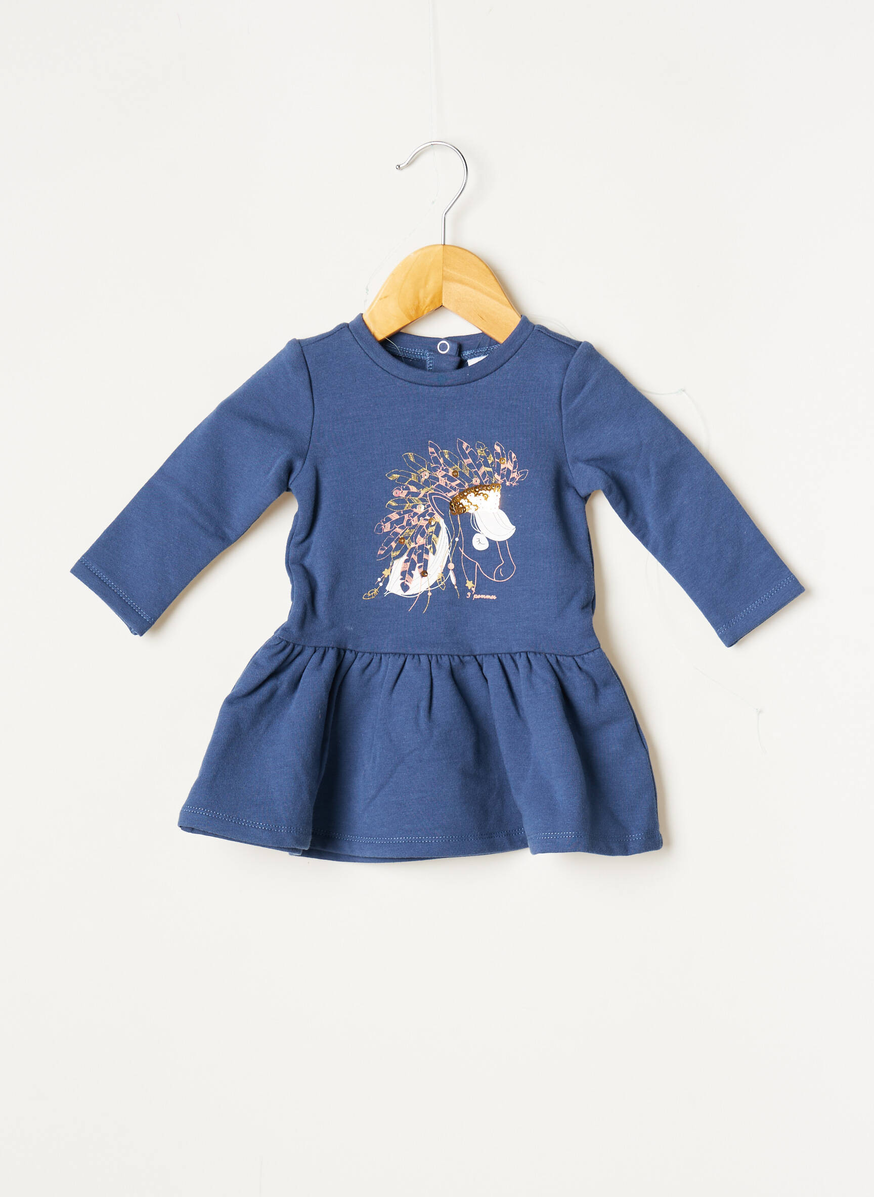 3 Pommes Robes Mi Longues Fille couleur bleu