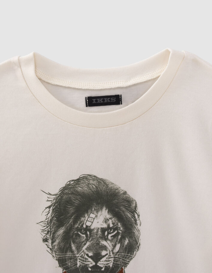 T-shirt écru visuel lion-skateur garçon