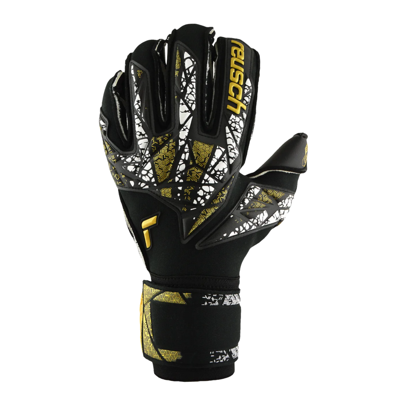 Reusch Attrakt Gold X Evolution Cut Finger Support TW-Handschuhe Schwarz Gold Weiss F7740