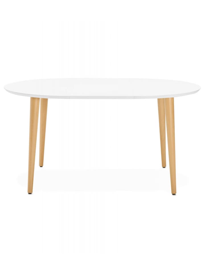 KADIMA DESIGN Runder Ausziehbarer Esstisch | Wohnzimmertisch in Weiß Buche günstig kaufen onesize