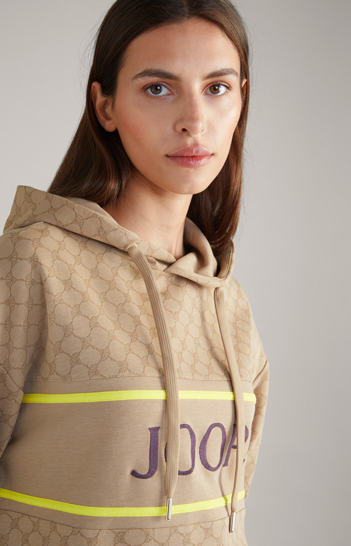 Hoodie in Beige gemustert