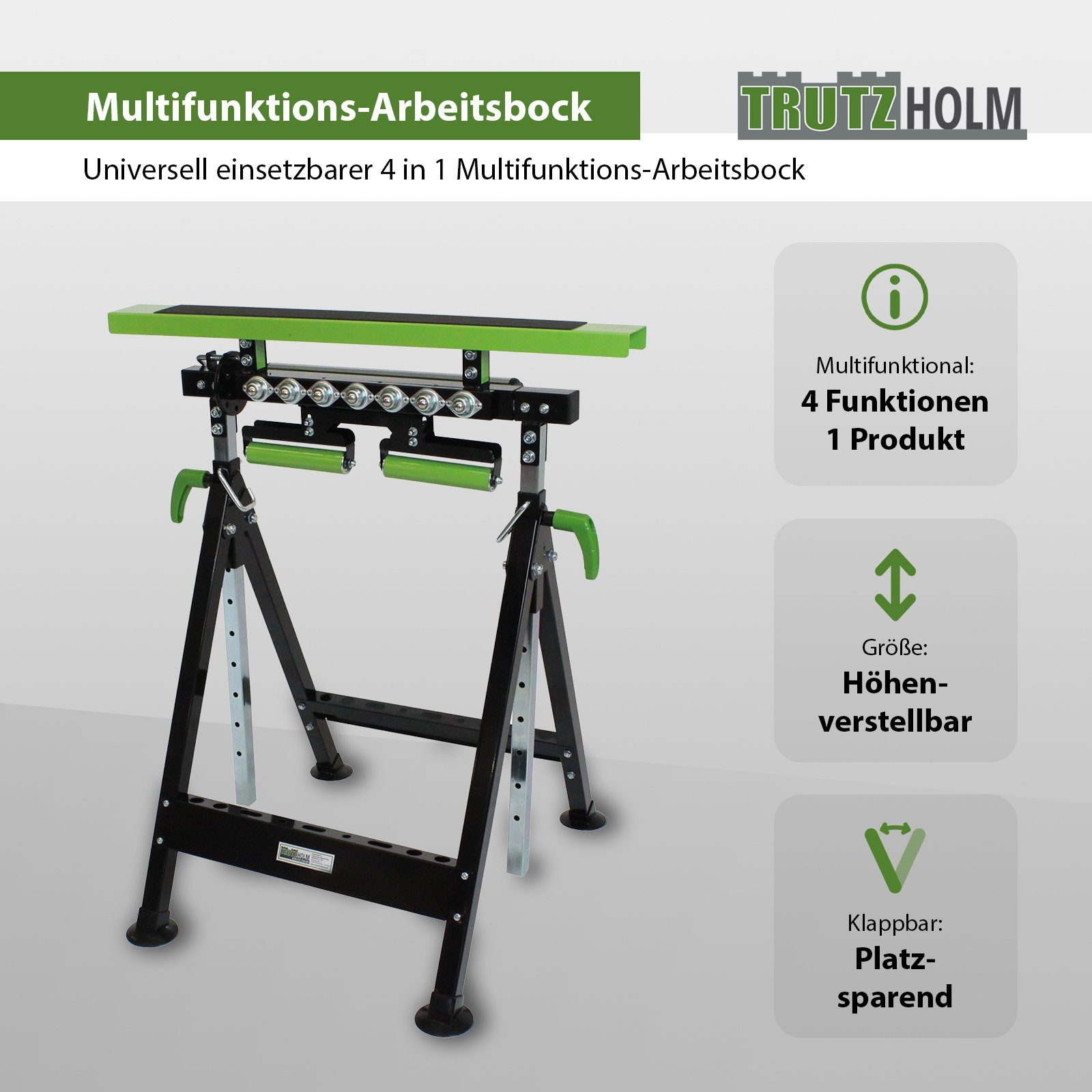 TRUTZHOLM Gerüst Multifunktions-Arbeitsbock Rollenbock höhenverstellbar Klappbock V-Rol