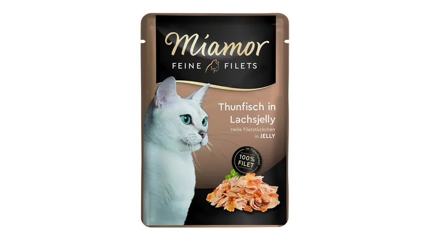 Miamor Katzennassfutter Feine Filets in Jelly Thunfisch in Lachsjelly 100 g